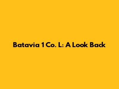 Batavia 1 Co. L: A Look Back