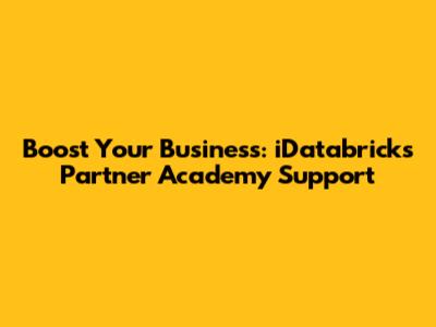 Boost Your Business: iDatabricks Partner Academy Support