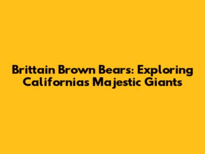 Brittain Brown Bears: Exploring California's Majestic Giants