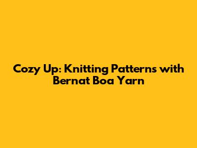 Cozy Up: Knitting Patterns with Bernat Boa Yarn