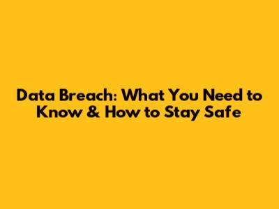 Data Breach: What You Need to Know & How to Stay Safe