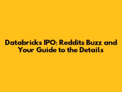 Databricks IPO: Reddit's Buzz and Your Guide to the Details
