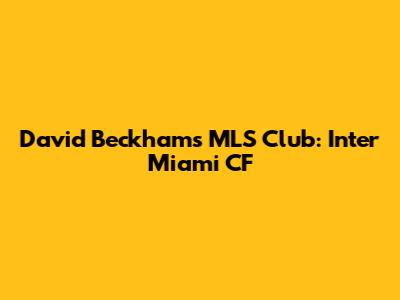 David Beckham's MLS Club: Inter Miami CF