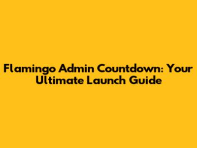 Flamingo Admin Countdown: Your Ultimate Launch Guide