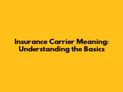 Insurance Carrier Meaning: Understanding the Basics