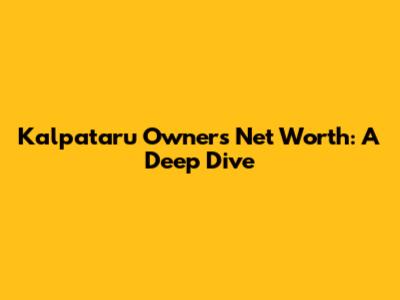 Kalpataru Owner's Net Worth: A Deep Dive