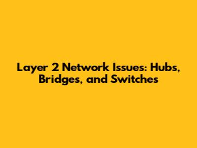 Layer 2 Network Issues: Hubs, Bridges, and Switches
