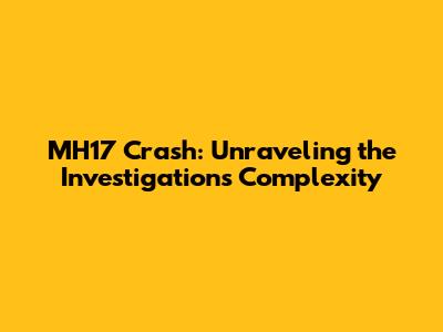 MH17 Crash: Unraveling the Investigation's Complexity