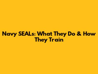 Navy SEALs: What They Do & How They Train