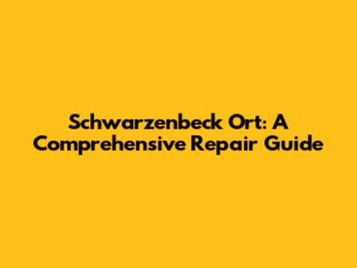 Schwarzenbeck Ort: A Comprehensive Repair Guide