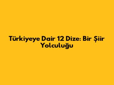 Türkiye'ye Dair 12 Dize: Bir Şiir Yolculuğu