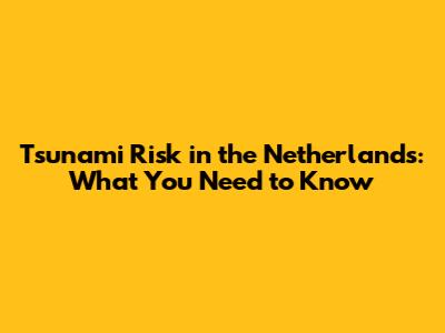 Tsunami Risk in the Netherlands: What You Need to Know