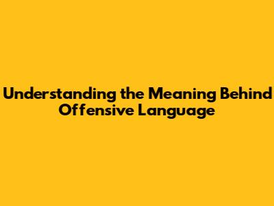 Understanding the Meaning Behind Offensive Language