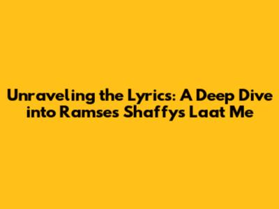Unraveling the Lyrics: A Deep Dive into Ramses Shaffy's 'Laat Me'